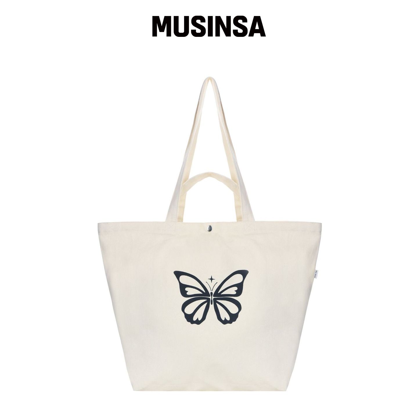 NICK&NICOLE 燕麦色蝴蝶图案帆布包 MUSINSA韩国直邮官方正品