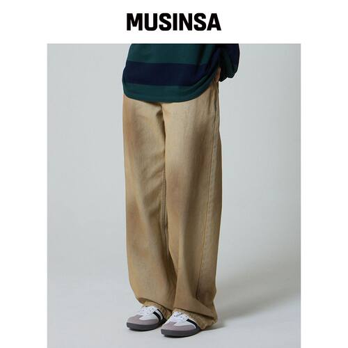 UNKNOWN PLANET 油洗宽松牛仔裤 棕色 MUSINSA韩国直邮官方正品