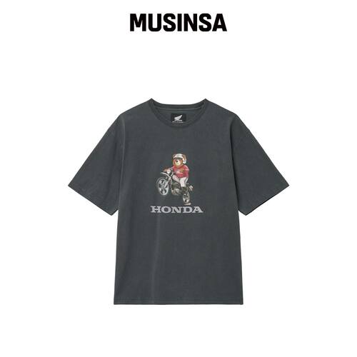 PHYPS MOTORCYCLE 越野熊短袖衬衫炭灰色 MUSINS韩国官网直邮进口