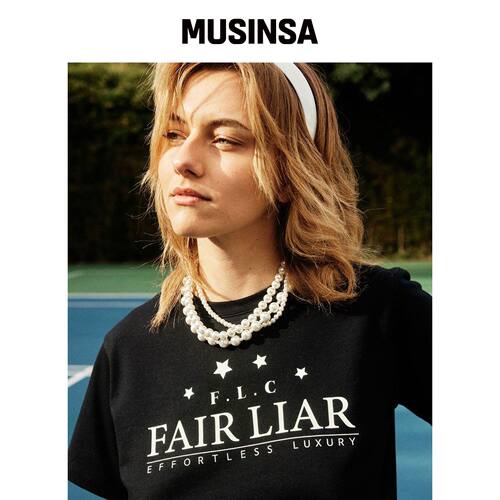 FAIRLIAR CLUB 星星短款T恤_黑色 MUSINSA韩国官网直邮进口