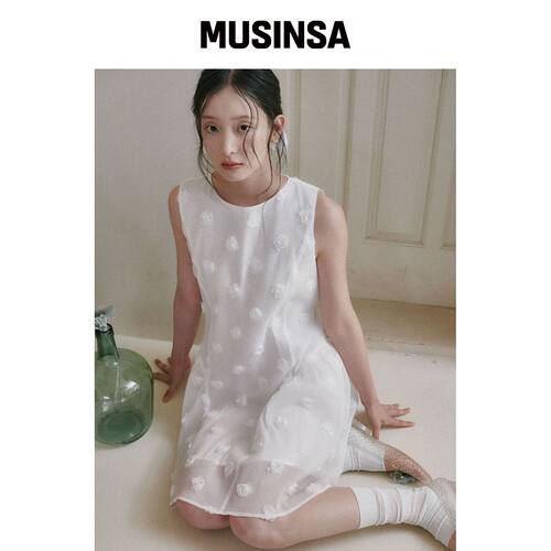 OUEL FLORAL RELIEF MINI DRESS_WHITE韩国官网直邮进口MUSINSA
