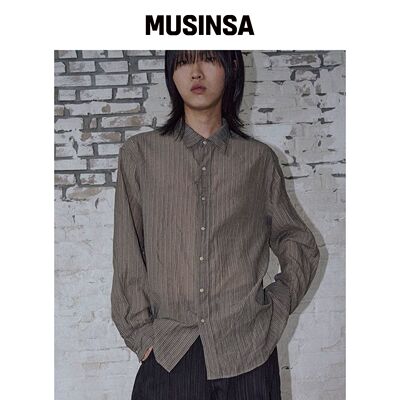 UNTITLED SEOUL 阴影条纹衬衫 中棕色 MUSINSA韩国官网直邮进口