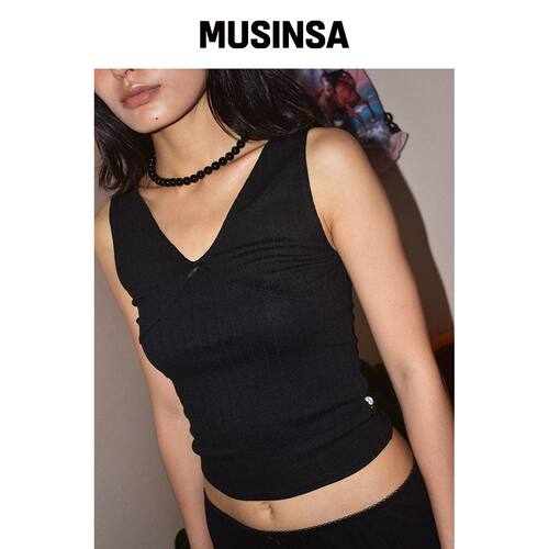 USITE HEART PUNCH SLOW TOP, BLACK LISSE韩国官网直邮进口