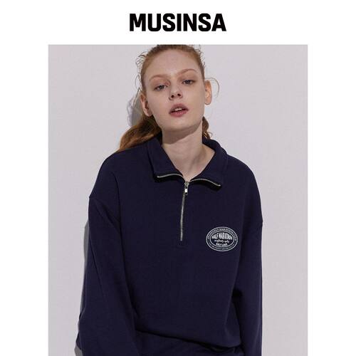 STAFFONLY CIRCLE HALF ZIP-UP (NAVY)韩国官网直邮进口MUSINSA