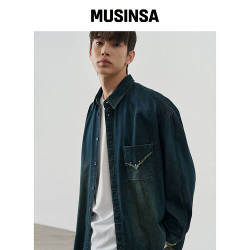 ALYSS CUT-OFF DENIM WESTERN 衬衫 [INDIGO BLU韩国官网直邮进口