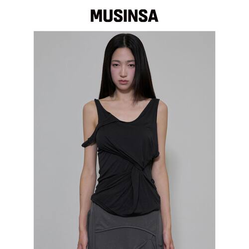 FLAREUP 不对称无袖上衣 (FL-173_黑色) MUSINSA韩国官网直邮进口