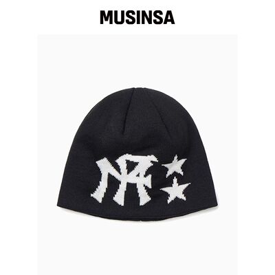 FREEMARIO MF星logo提花毛线帽[黑色] MUSINSA韩国直邮官方正品