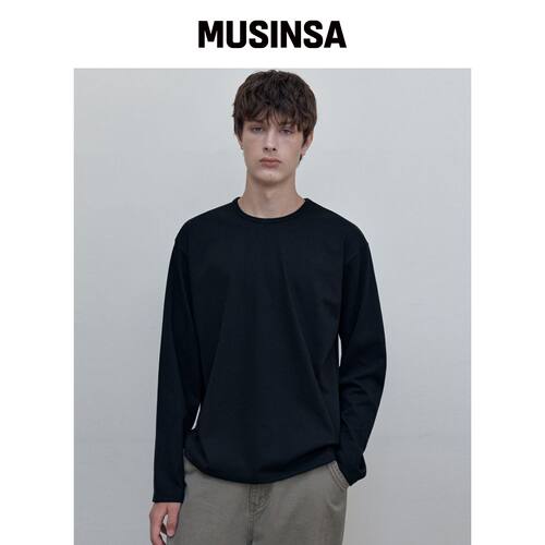 WEDNESDAY OASIS M/颜色圆领长袖T恤_BLACK(WB6T韩国官网直邮进口