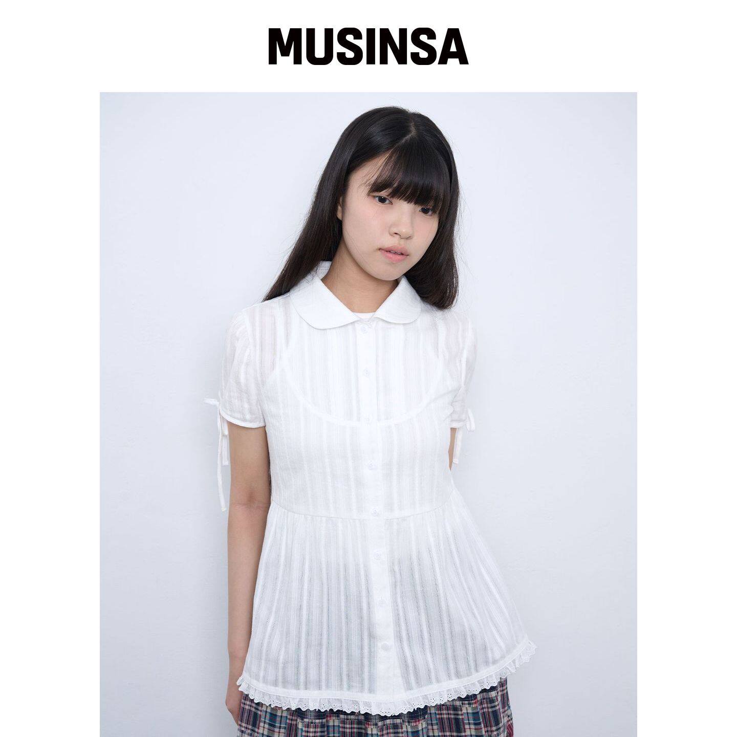 TUOMIO 泡袖蝴蝶结衬衫(白色) MUSINSA韩国官网直邮进口