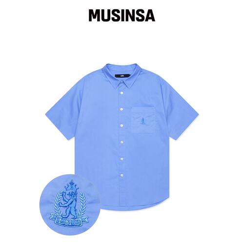 LMC BEAR CREST 短袖衬衫 蓝色 MUSINSA韩国官网直邮进口