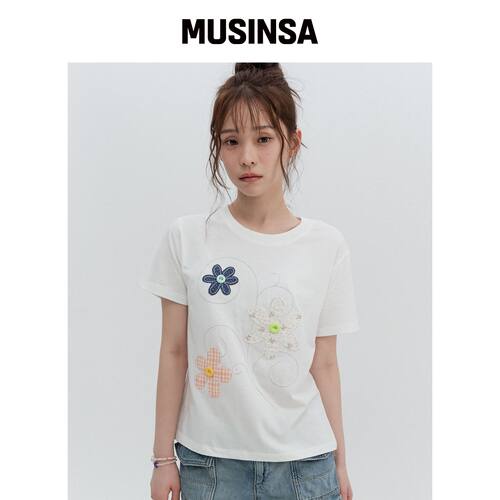 HIGH SCHOOL DISCO PLEA 花卉贴布短袖 MUSINSA韩国直邮官方正品