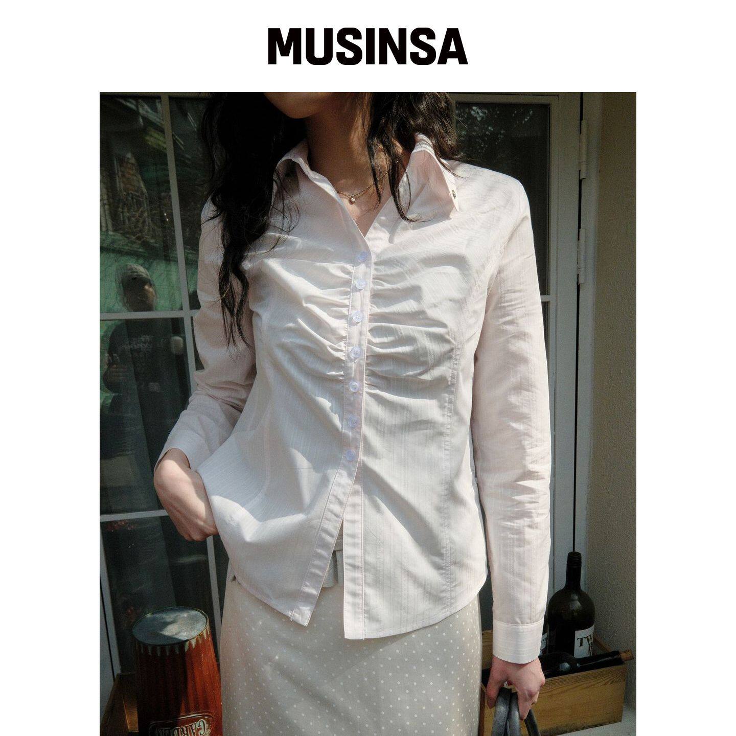 SIWEOL107 丝滑提花衬衫(浅粉色) MUSINSA韩国官网直邮进口