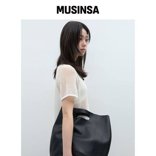 NIEEH SIMPLE LEATHER BAG_BLACK韩国官网直邮进口MUSINSA