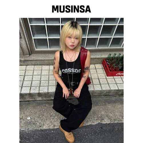COSO (w) CHILLIN 裂纹星星无袖衫 (黑色)韩国官网直邮进口