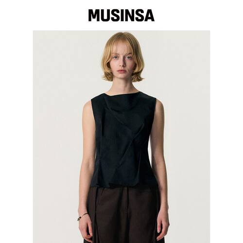 KIMZISU Draped Shell Top_BLACK韩国官网直邮进口MUSINSA
