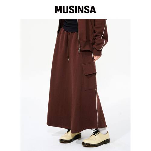 PIECE MAKER EWP LINE CARGO SWEAT SKIRT (BROW韩国官网直邮进口