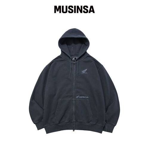 PHYPS MOTORCYCLE 深蓝色拉链连帽卫衣 MUSINSA韩国官网直邮进口