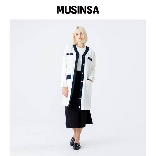 WUNDER GEIST 拼色连衣裙 象牙色 MUSINSA韩国官网直邮进口