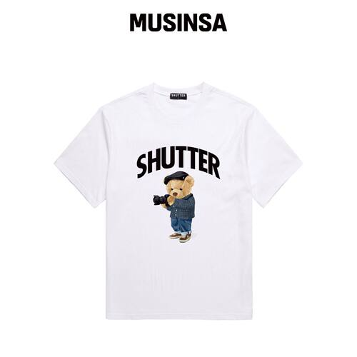 SHUTTER CAMERA BEAR 短袖T恤 (SS035) 白色韩国官网直邮进口