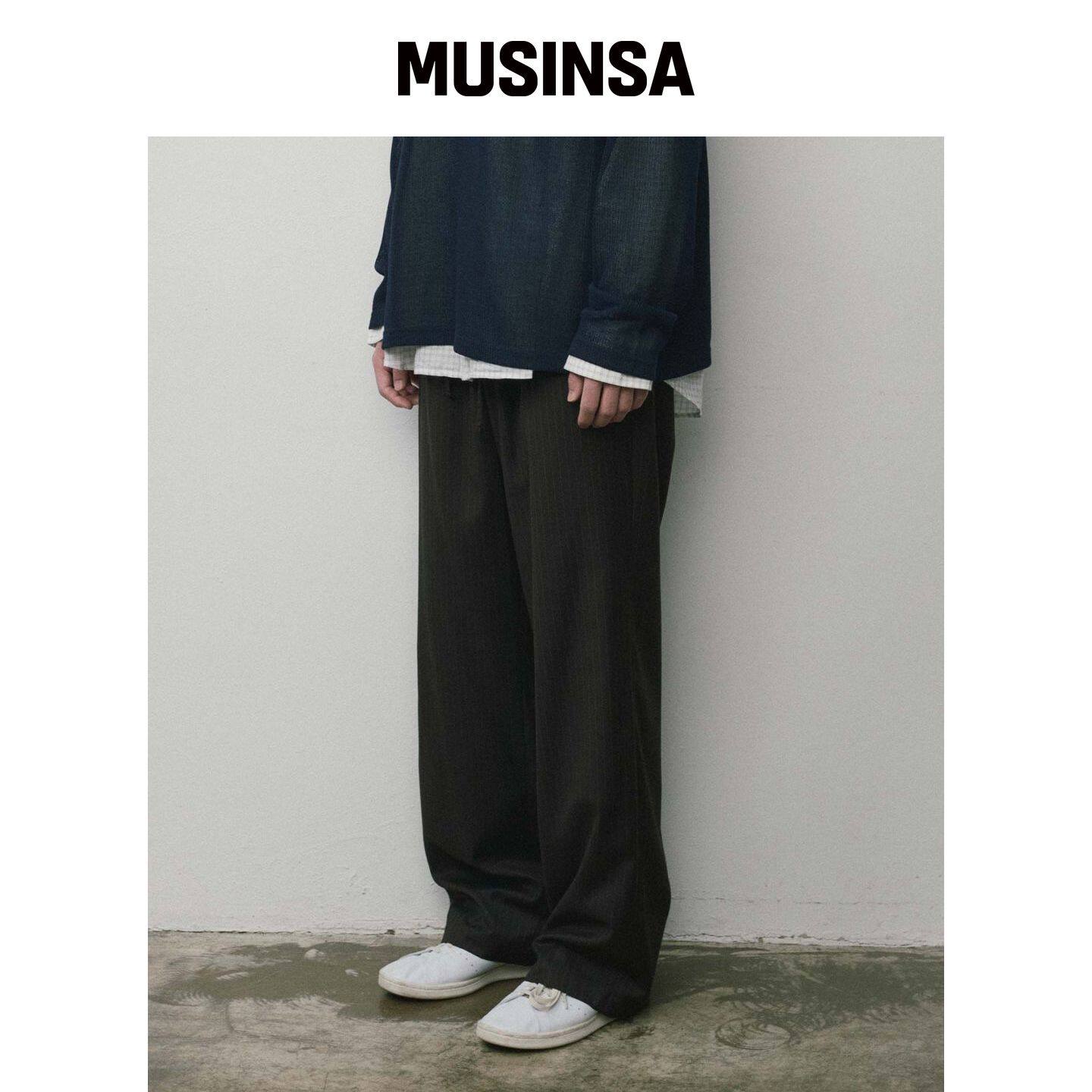 WMC 易搭条纹西装裤_CHARCOAL GREY MUSINSA韩国直邮官网直邮进口