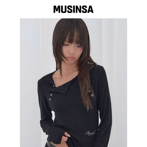 FANCY CLUB MOVV 按扣长袖 (黑色) F26QB048 MUS韩国官网直邮进口