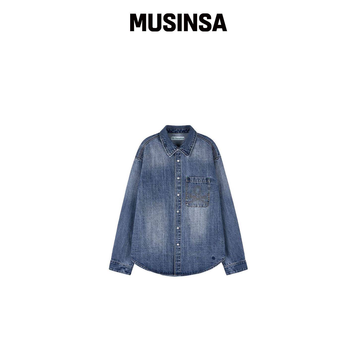 Bb' BENETTON 水洗牛仔衬衫(靛蓝色) MUSINSA韩国官网直邮进口