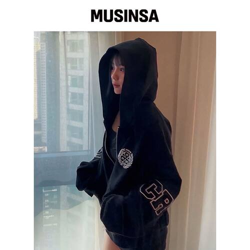 CRIGUN CLUB JERSEY 拉链连帽卫衣 黑色 MUSINSA韩国官网直邮进口