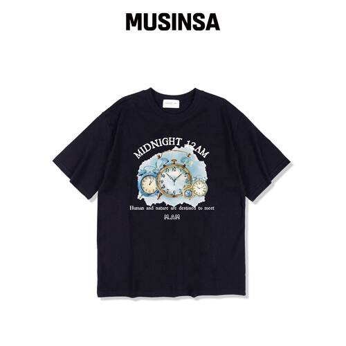 MIDNIGHT12AM 水彩画表盘短袖T恤 婴儿色韩国官网直邮进口MUSINSA