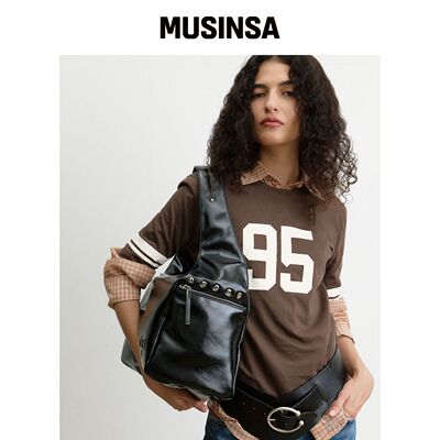 CHRISTINE PROJECT STUD BULKY BAG（黑胡椒色）韩国官网直邮进口