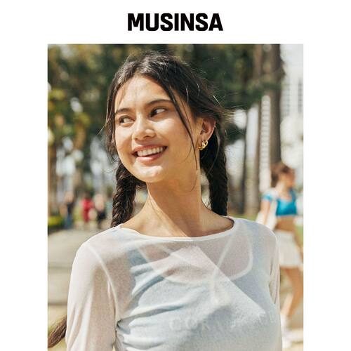 CORALIQUE SOLAR 抽褶透视罩衫 白色 MUSINSA韩国官网直邮进口