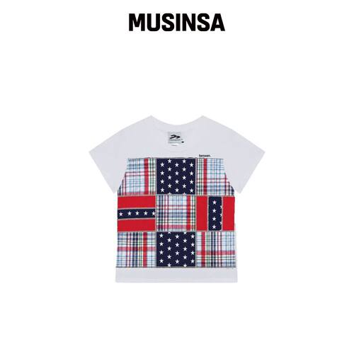 TANSANMAGNESIUM BANDANA 拼接 T恤 (WHITE) MUS韩国官网直邮进口