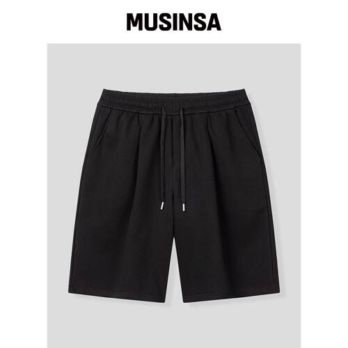 BLACK MOMENT 基础款松紧半包短裤 [黑色] MUSIN韩国官网直邮进口