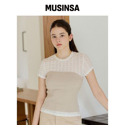 YUPPE WAVE KNIT BUSTIER_BEIGE韩国官网直邮进口MUSINSA