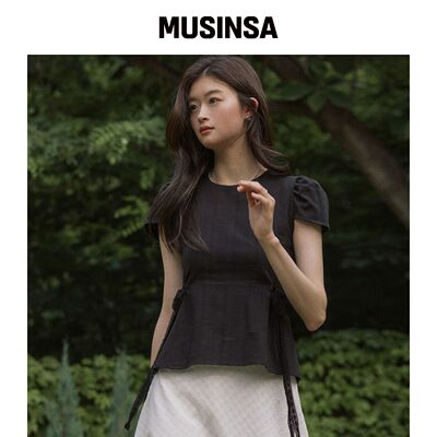 ADAUL Burn side ribbon cap sleeve blouse - 韩国官网直邮进口
