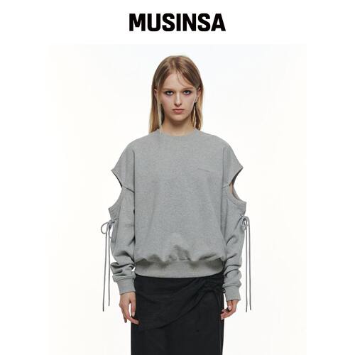 THREE TO EIGHTY CUT OUT SWEATSHIRT (M.GREY)韩国官网直邮进口