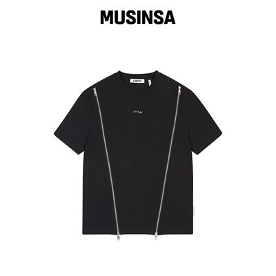 LAB101 拉链点缀T恤（黑色） MUSINSA韩国官网直邮进口