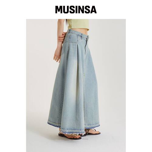UNKNOWN PLANET 沙洗深开衩牛仔裙 MUSINSA韩国直邮官方正品