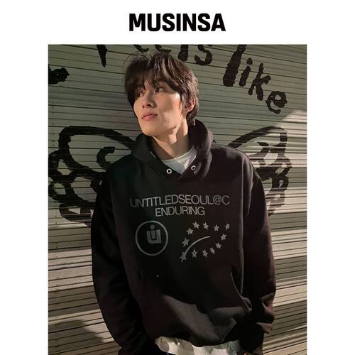 UNTITLED SEOUL 耐磨徽标连帽卫衣 黑色 MUSINSA韩国官网直邮进口