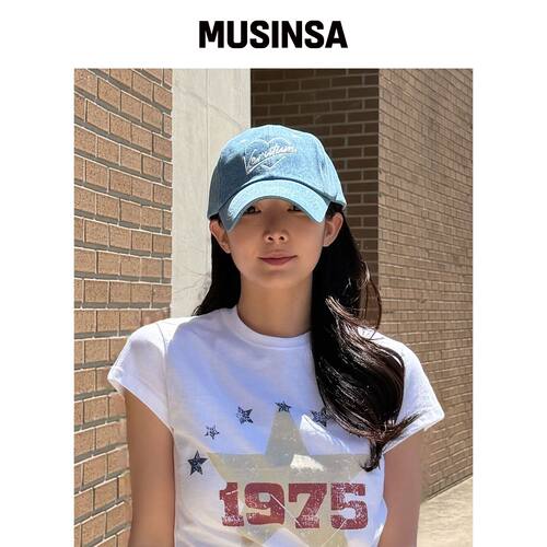 VERUTUM 心形logo贴纸棒球帽中等牛仔款 MUSINSA韩国官网直邮进口