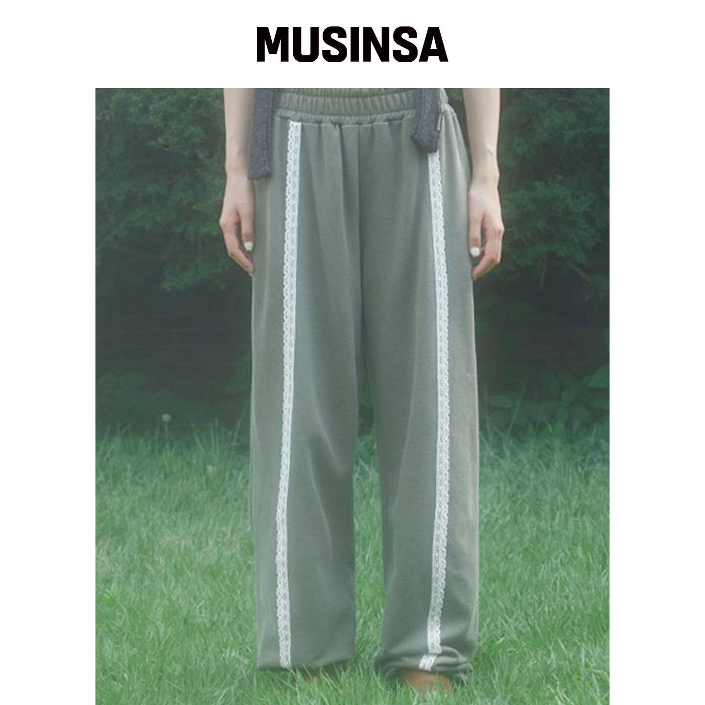 ZIZEMUSEUM 蕾丝颜料染色裤（卡其色） MUSINSA韩国官网直邮进口