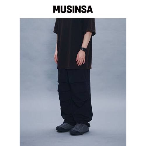 EXHIT STRING PARACHUTE PANTS BLACK韩国官网直邮进口MUSINSA