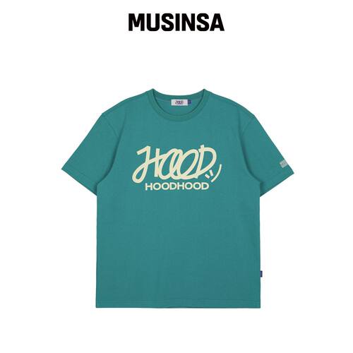 HOODHOOD 签名logo短袖T恤青绿色 MUSINSA韩国官网直邮进口