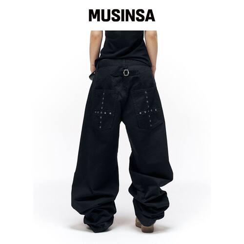 SCHISM INDUCING ENGINEERED CURVED PANTS 黑色韩国官网直邮进口