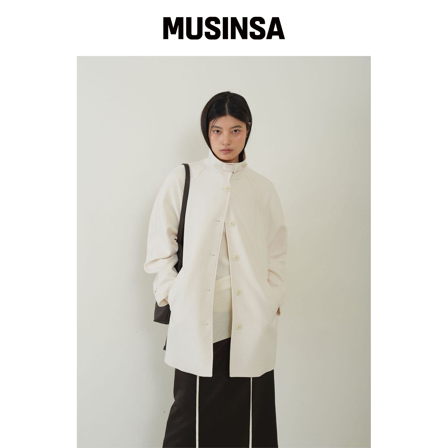 FROMWHERE 奶油色风衣外套女秋通勤百搭MUSINSA韩国官网直邮进口