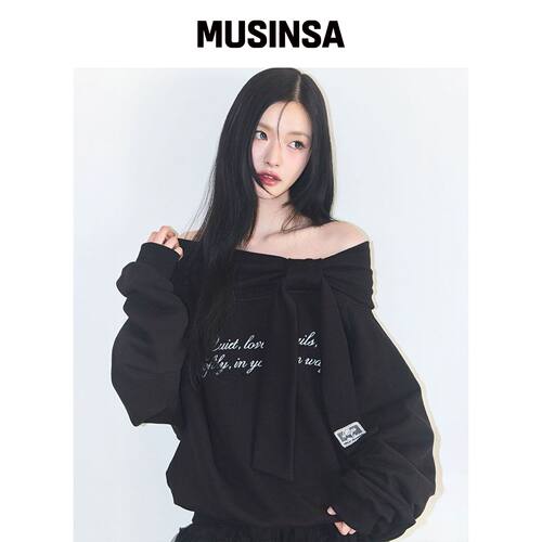 ILLIGO 纯色露肩卫衣 黑色 MUSINSA韩国直邮官方正品官网直邮进口