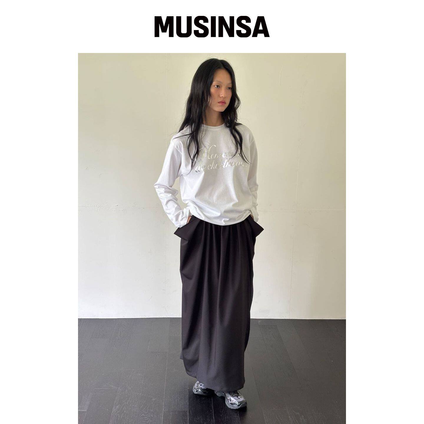 YAHNSISI 蓬松长款裙子-黑色 MUSINSA韩国官网直邮进口