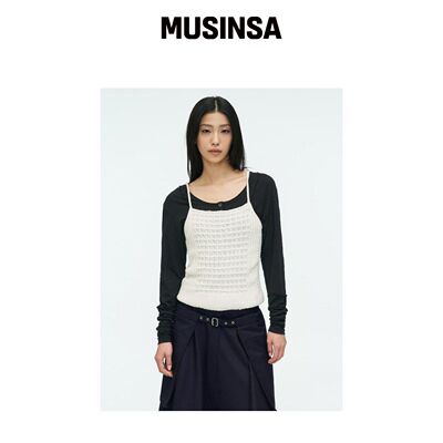 ANGGAE 华夫纹吊带上衣 象牙色 MUSINSA韩国官网直邮进口