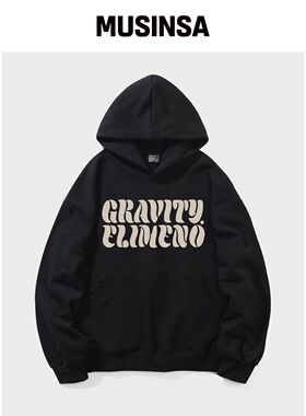 ELIMENO EL GRAPHITE 宽松版连帽卫衣 黑色(米色韩国官网直邮进口