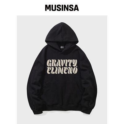 ELIMENO EL GRAPHITE 宽松版连帽卫衣 黑色(米色韩国官网直邮进口
