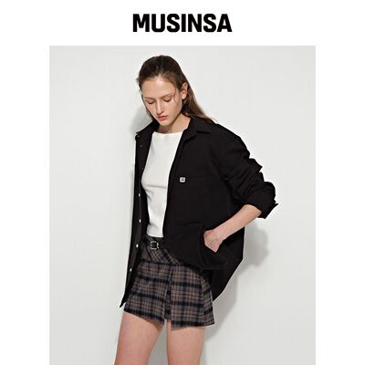 BRIGHTEN 宽松版型棉质衬衫 黑色 MUSINSA韩国官网直邮进口
